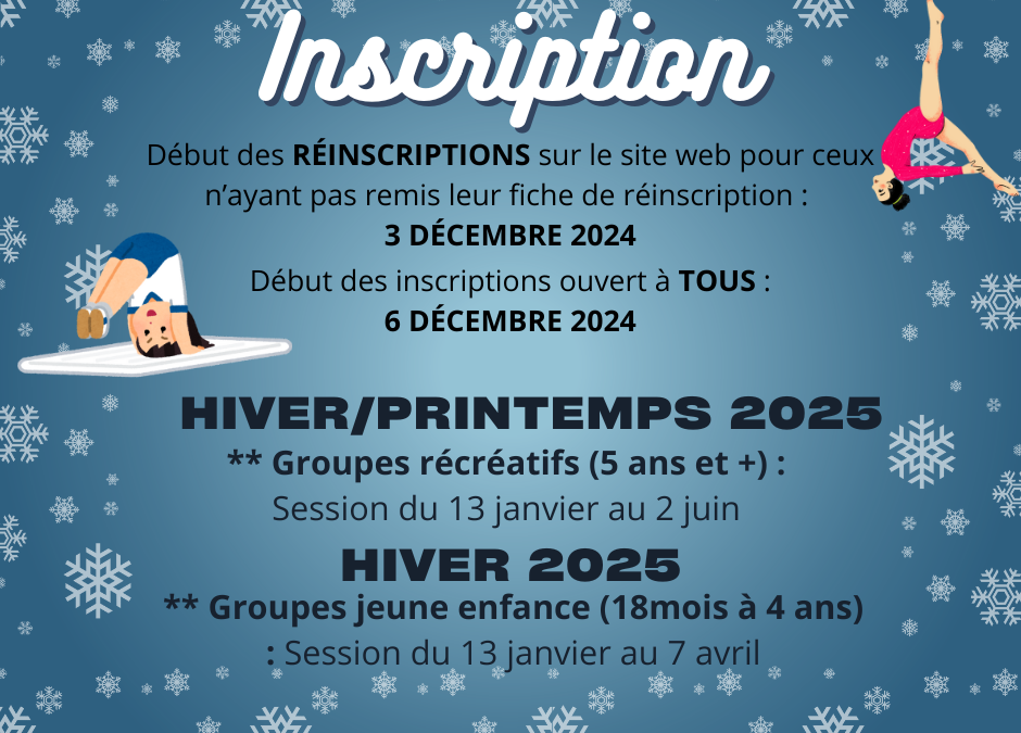 Inscriptions session Hiver 2025